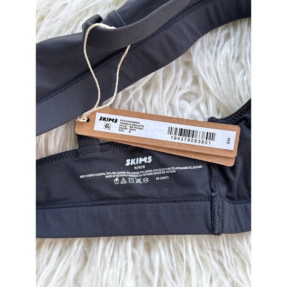 Skims Fits Everybody Triangle Bralette Onyx Size Medium - Picture 6 of 6